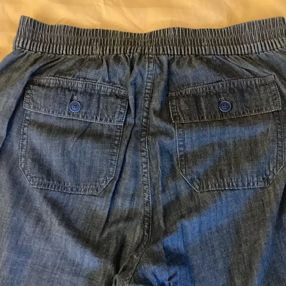 J. Crew NWOT Zip Up Indigo Seaside Cropped High Rise Pants. Size 4.
